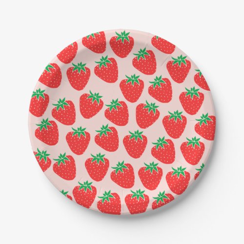 Cute Strawberries Paper Plate