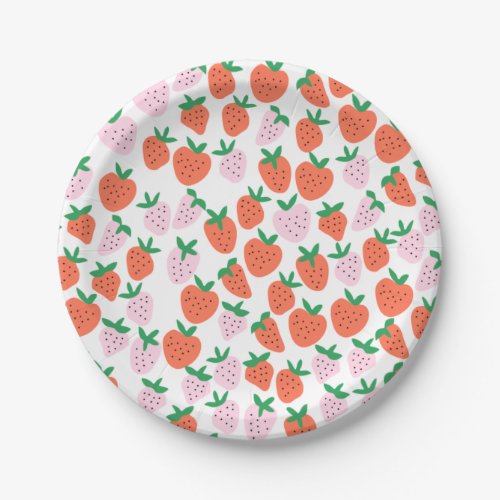 Cute Strawberries Paper Plates
