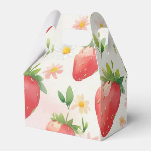 Cute strawberries rainbow birthday party favor boxes