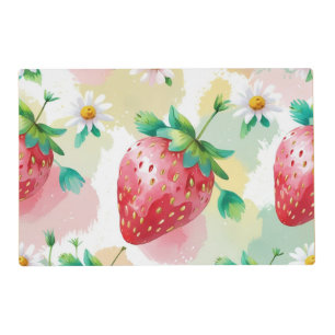 Cute strawberries rainbow birthday party placemat