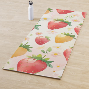 Cute strawberries rainbow birthday party yoga mat