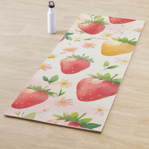 Cute strawberries rainbow birthday party yoga mat