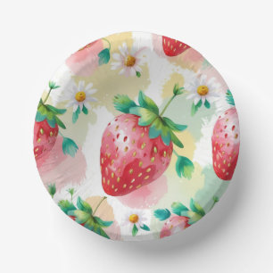 Cute strawberries rainbow pattern birthday party paper bowls