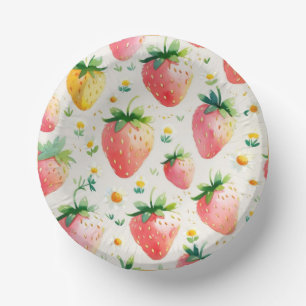 Cute strawberries rainbow pattern birthday party paper bowls