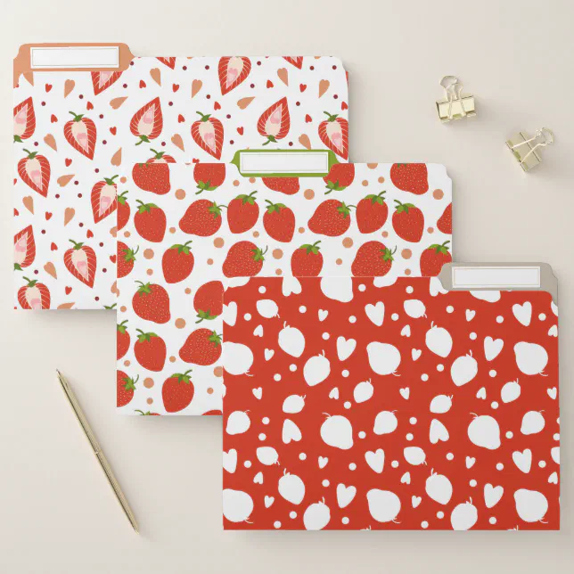 Cute Strawberries Red and Green file folders | Zazzle