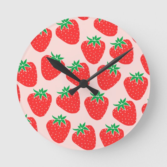 Cute Strawberries Wall Clock (Front)