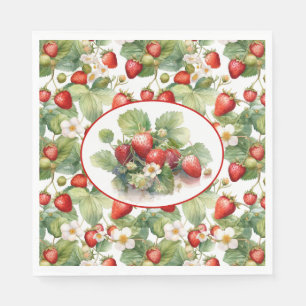 Cute Strawberries Watercolor Napkins