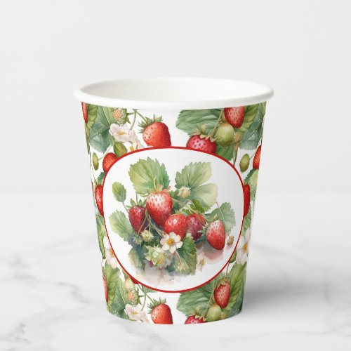 Cute Strawberries Watercolor Paper Cups