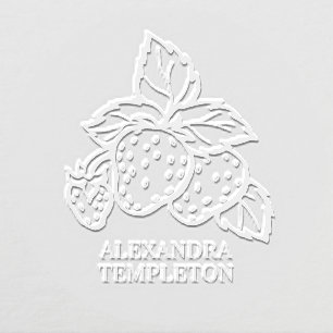 Cute Strawberries with Leaves Name Embosser