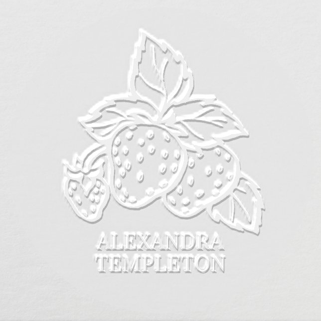 Cute Strawberries with Leaves Name Embosser (Design)