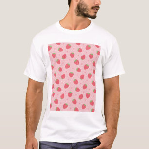 Cute Strawberry and Hearts Pattern T-Shirt