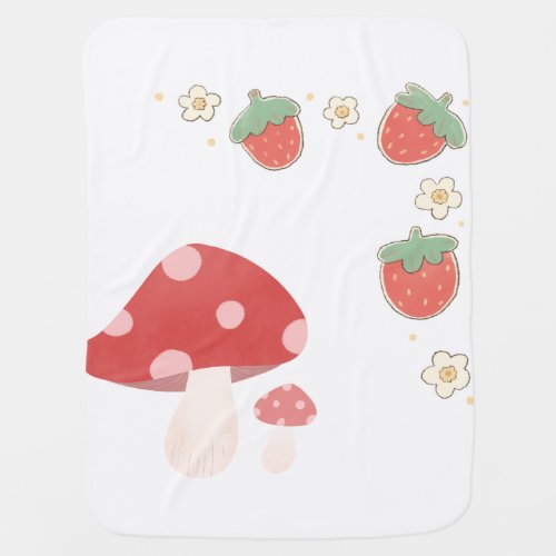 cute strawberry and mushroom baby blanket