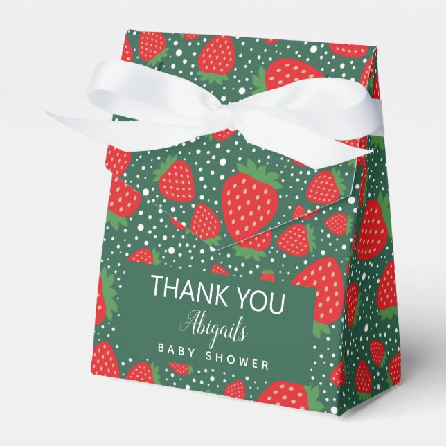 Cute Strawberry Baby Shower Favor Box (Front Side)