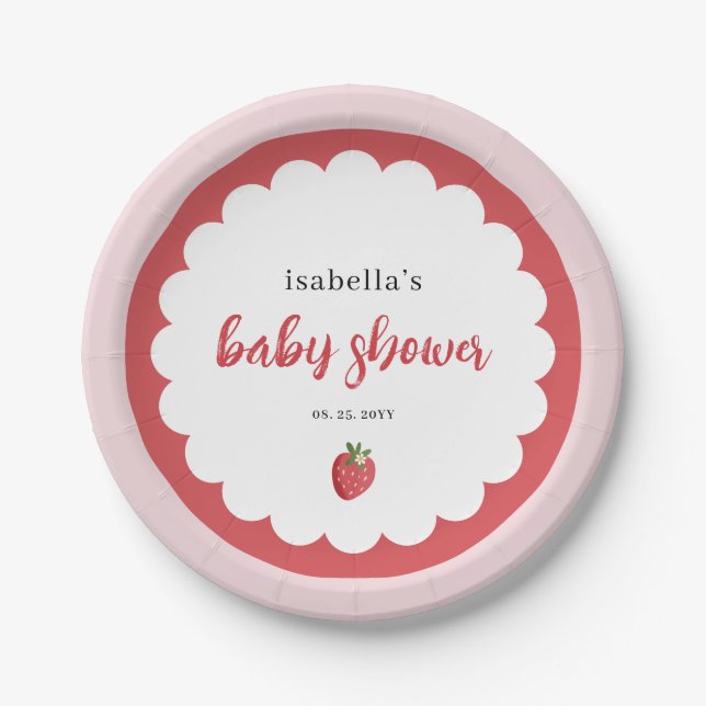Cute Strawberry Baby Shower Paper Plate (Front)