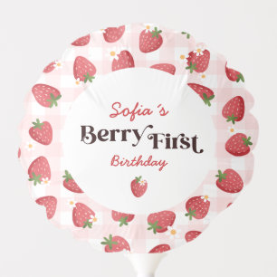 Cute Strawberry Berry First Birthday Balloon