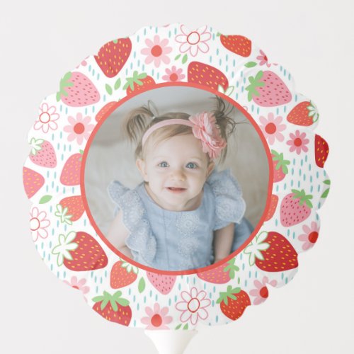 Cute Strawberry Berry First Birthday Party Balloon