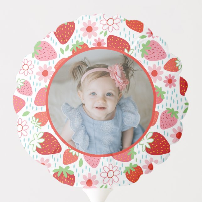 Cute Strawberry Berry First Birthday Party Balloon (Back)