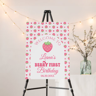 Cute Strawberry Berry First Girl Birthday Party Foam Board