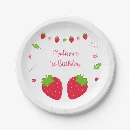 Cute Strawberry Berry Sweet Birthday Paper Plates