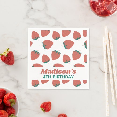 Cute Strawberry Berry Sweet Birthday Party Any Age Napkins
