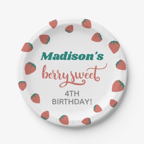 Cute Strawberry Berry Sweet Birthday Party Any Age Paper Plates