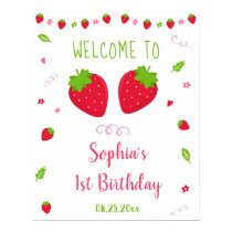 Cute Strawberry Berry Sweet Birthday Welcome Poster