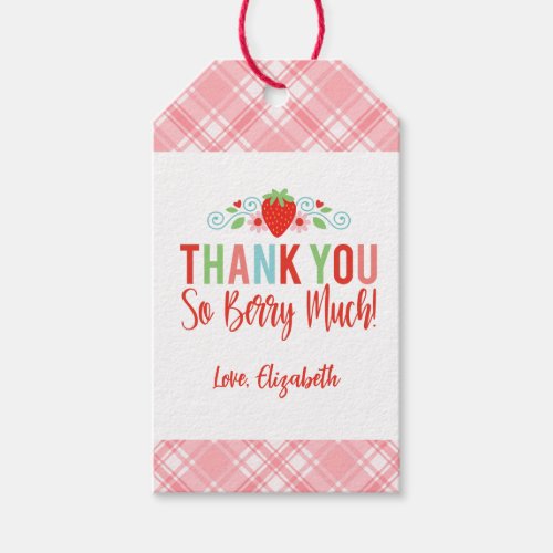 Cute Strawberry Berry Sweet Thank You Gift Tags