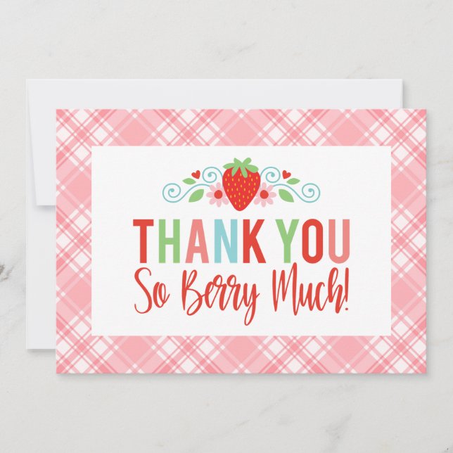 Cute Strawberry Berry Sweet Thank You Invitation (Front)