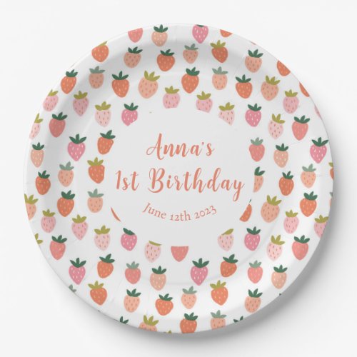 Cute Strawberry Birthday Paper Plates