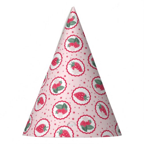 Cute Strawberry Birthday Party Hats In Pink  Red