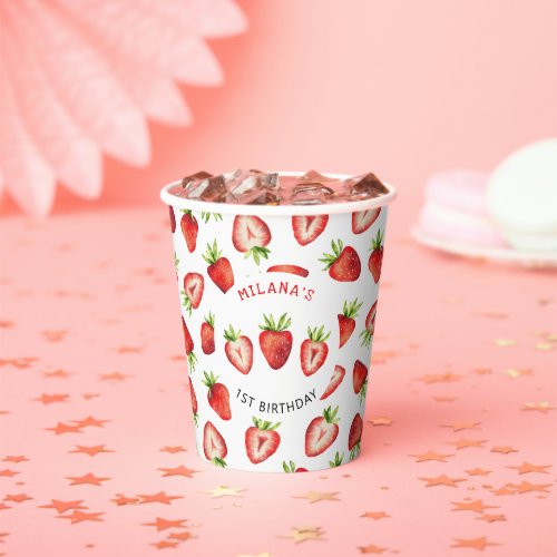 Cute Strawberry Birthday Party Paper Cups