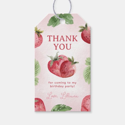 Cute Strawberry Birthday Thank You Favor Gift Tags