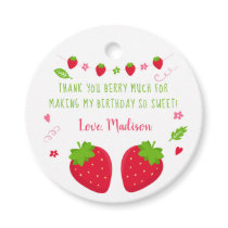 Cute Strawberry Birthday Thank You Favor Tags