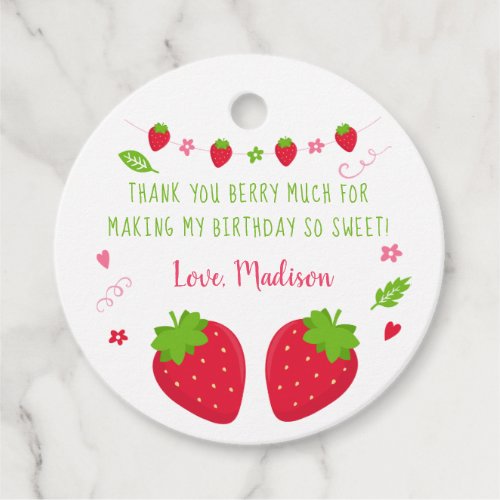 Cute Strawberry Birthday Thank You Favor Tags