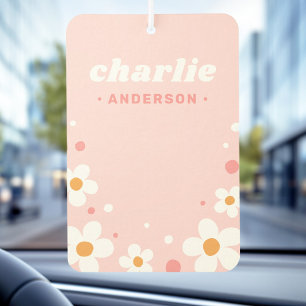 Cute strawberry blossom retro font name light pink air freshener