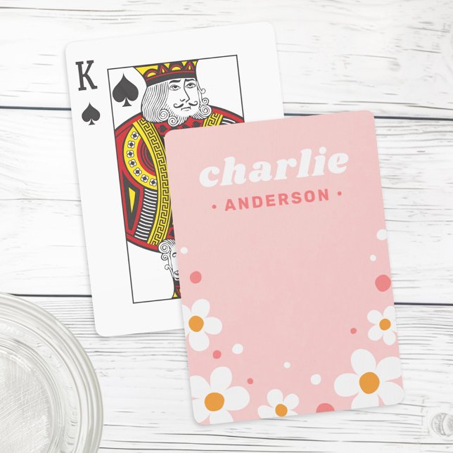 Cute strawberry blossom retro font name light pink poker cards (Cute strawberry blossom retro font name light pink poker cards)