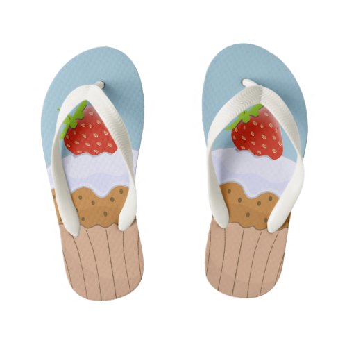 Cute Strawberry Bun Kids Flip Flops