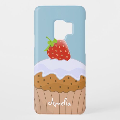 Cute Strawberry Bun Personalised Blue Case_Mate Samsung Galaxy S9 Case