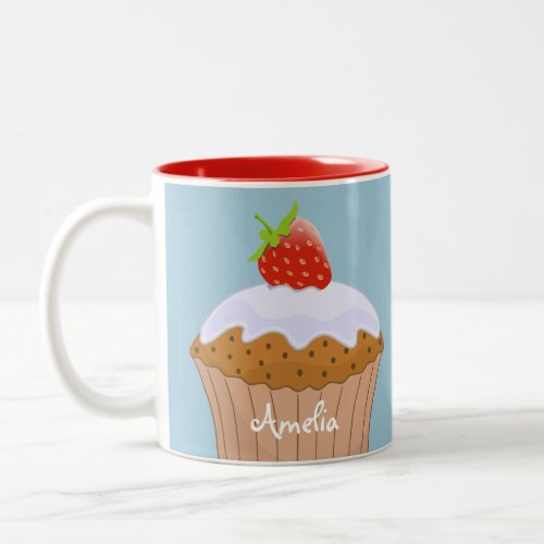 Cute Strawberry Bun Personalised Two_Tone Coffee Mug