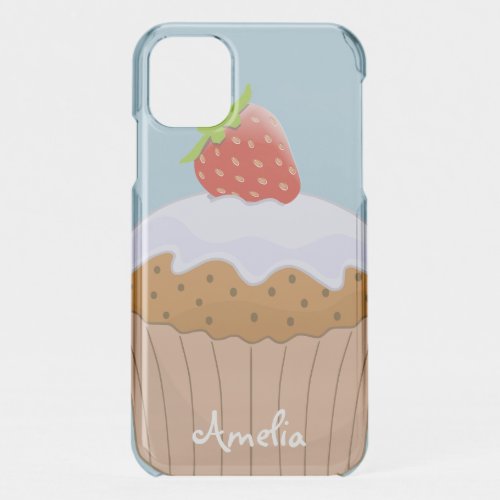 Cute Strawberry Bun Personalised iPhone 11 Case