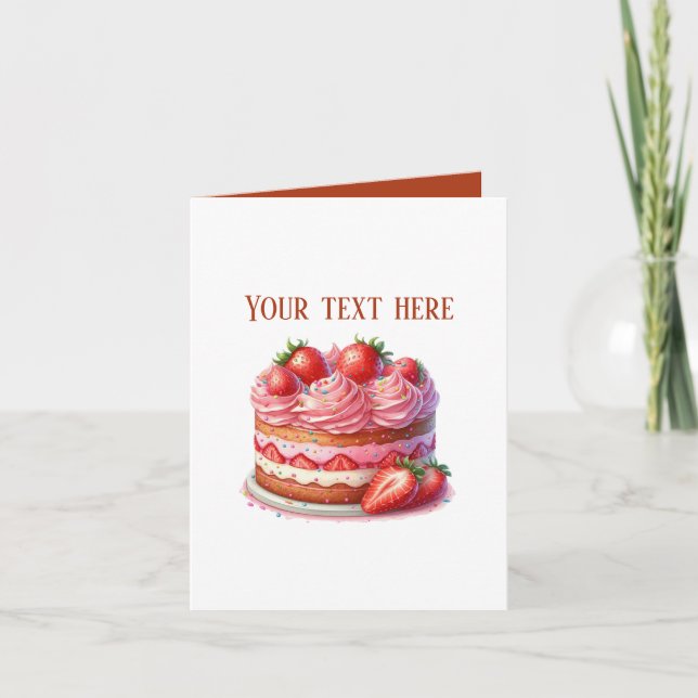 Cute strawberry cake Bakery vendors customizable Card (Front)