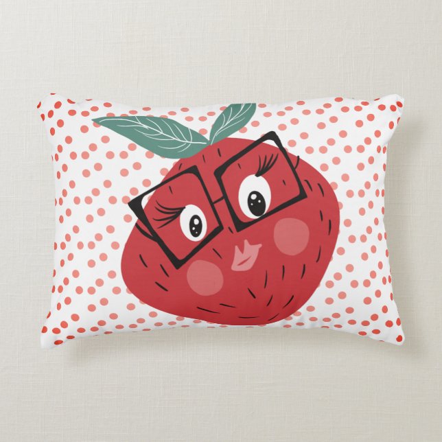 Cute Strawberry Cartoon Hand Drawn Doodle    Accent Pillow (Front)