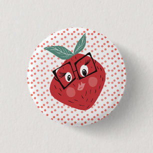 Cute Strawberry Cartoon Hand Drawn Doodle     Button