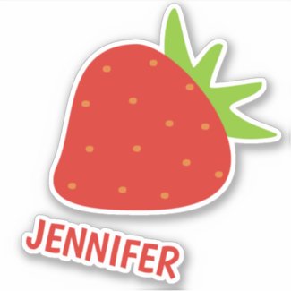Cute Strawberry Cartoon - Personalized Kids' Sticker