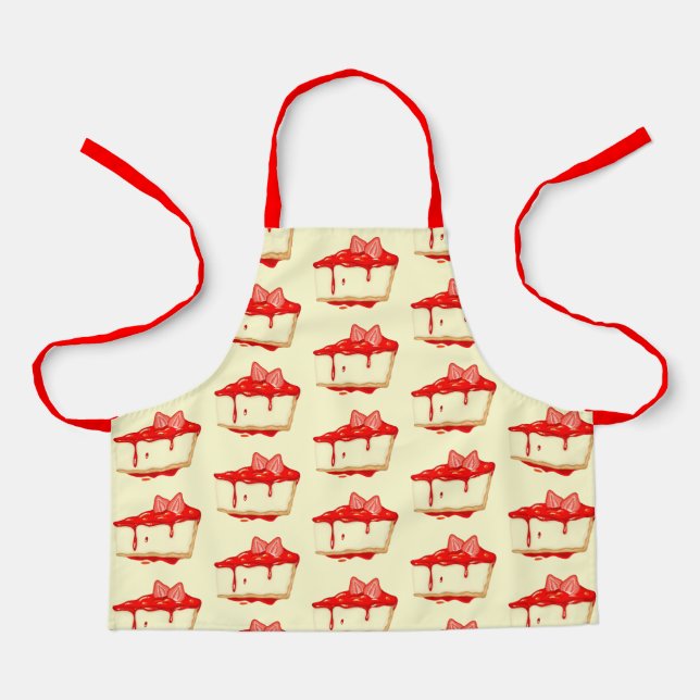 Cute strawberry cheesecake pattern kids apron (Front)
