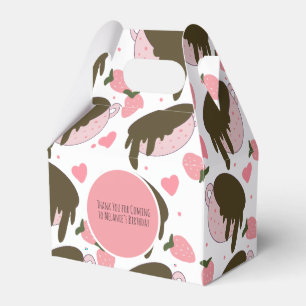 Cute Strawberry Chocolate Dripping Coffee Hearts Favor Boxes