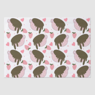 Cute Strawberry Chocolate Dripping Coffee Hearts Tissue Paper