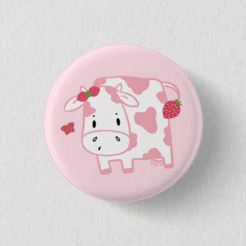 Cute Strawberry Cow and Butterfly  Button