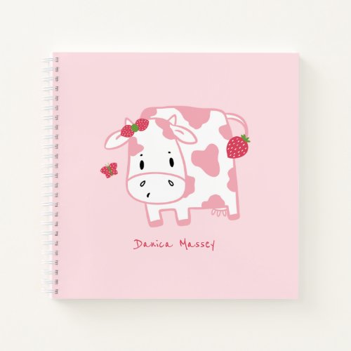 Cute Strawberry Cow and Spots Pattern  Notebook