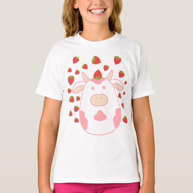 Cute Strawberry Cow T-Shirt (Front)